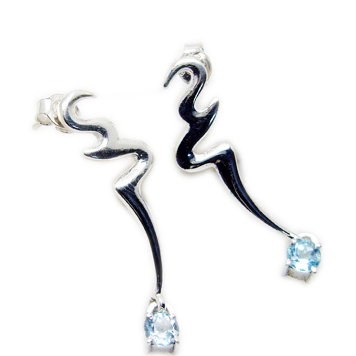 Constanza Blue Dainty Solitaire Dangle Earring
