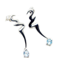 Constanza Blue Dainty Solitaire Dangle Earring