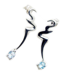 Constanza Blue Dainty Solitaire Dangle Earring