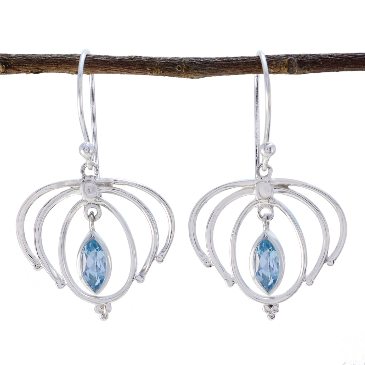 Giulia Blue Featherlight Solitaire Dangle Earring Blue topaz Blue Dangle