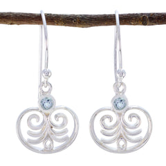 Elena Blue Delicate Solitaire Dangle Earring Blue Topaz Blue Dangle
