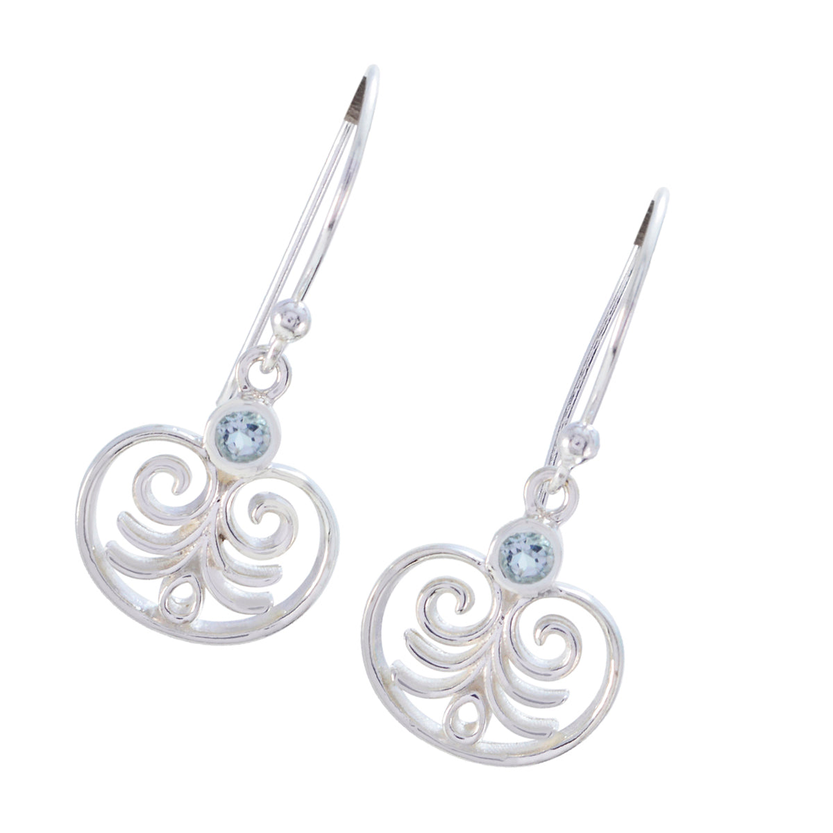 Elena Blue Delicate Solitaire Dangle Earring