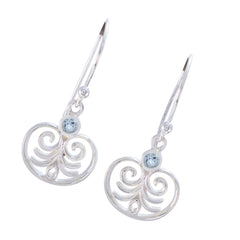 Elena Blue Delicate Solitaire Dangle Earring
