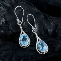 Bianca Blue Slim Solitaire Dangle Earring