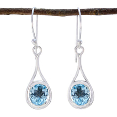 Bianca Blue Slim Solitaire Dangle Earring Blue Topaz Blue Dangle