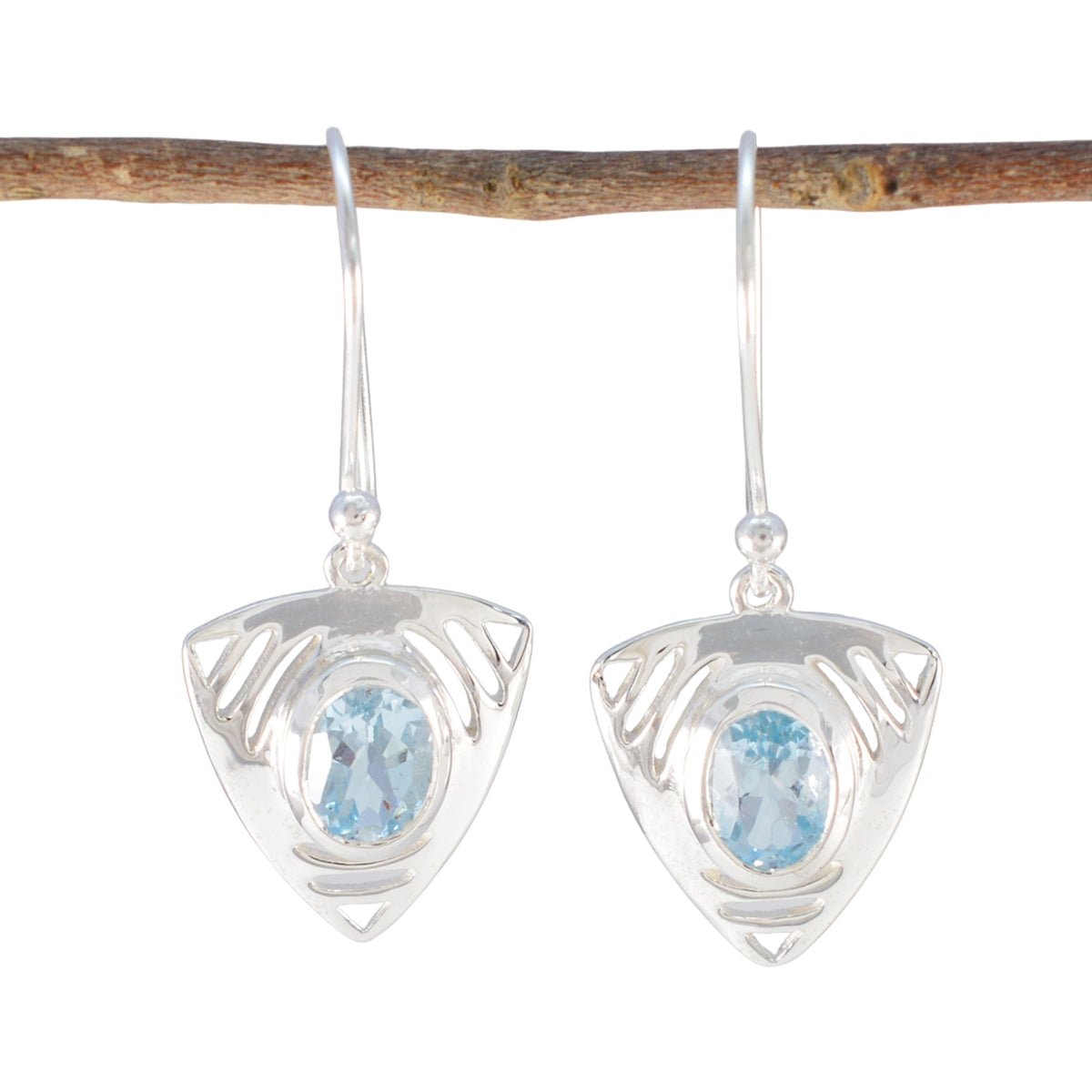 Fernanda Blue Tiny Solitaire Dangle Earring Blue Topaz Blue Dangle