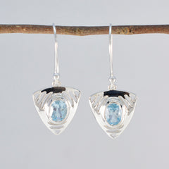 Fernanda Blue Tiny Solitaire Dangle Earring