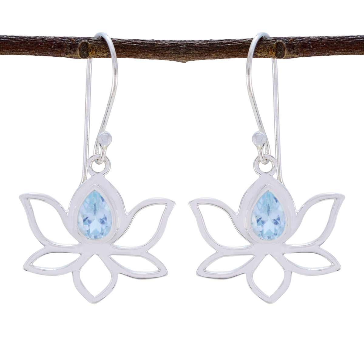 Mei Blue Dainty Solitaire Dangle Earring Blue topaz Blue Dangle