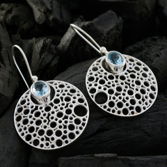 Florencia Blue Edgy Solitaire Dangle Earring