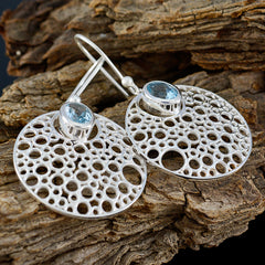 Florencia Blue Edgy Solitaire Dangle Earring