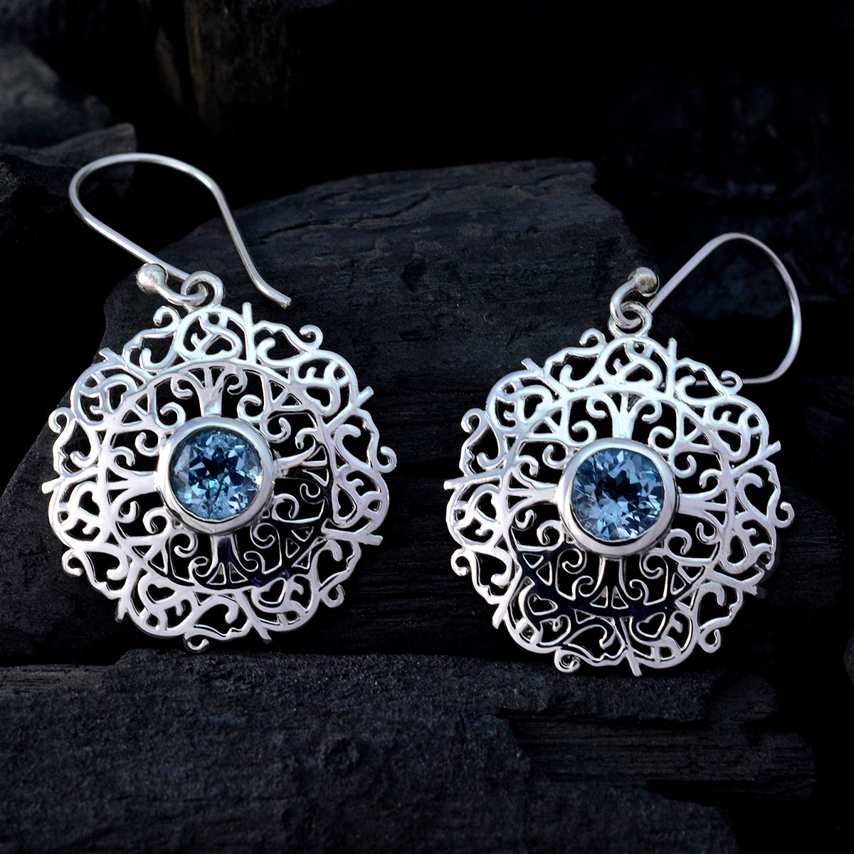 Mathilde Blue Tiny Solitaire Dangle Earring