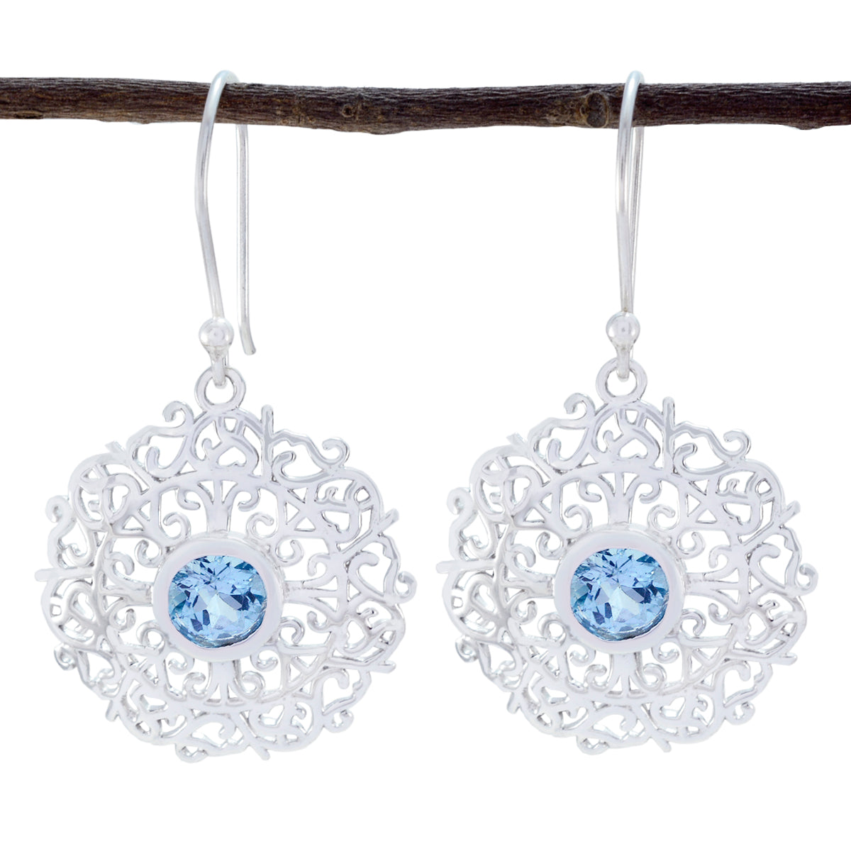 Mathilde Blue Tiny Solitaire Dangle Earring Blue topaz Blue Dangle