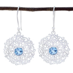 Mathilde Blue Tiny Solitaire Dangle Earring Blue topaz Blue Dangle