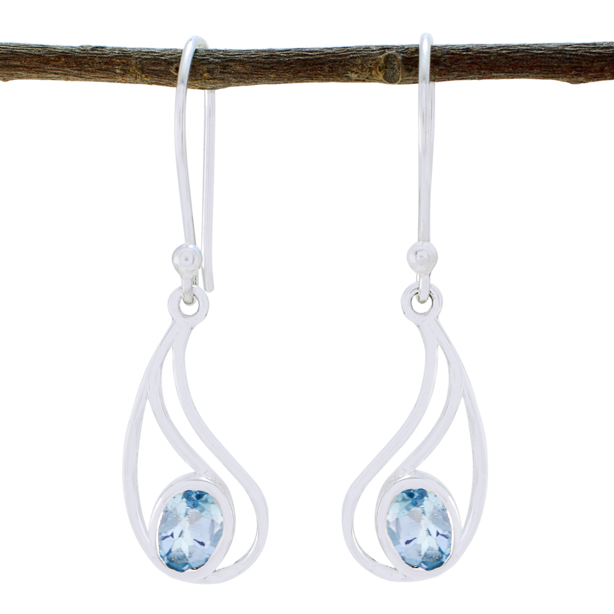 Julia Blue Elegant Solitaire Dangle Earring Blue Topaz Blue Dangle