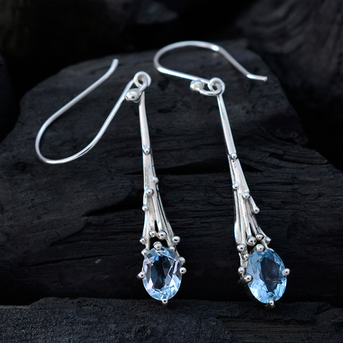 Eliza Blue Whisper thin Solitaire Dangle Earring
