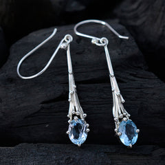 Eliza Blue Whisper thin Solitaire Dangle Earring