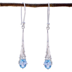 Eliza Blue Whisper thin Solitaire Dangle Earring Blue Topaz Blue Dangle