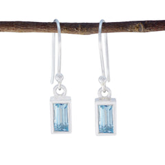 Lea Blue Dainty Solitaire Dangle Earring Blue Topaz Blue Dangle