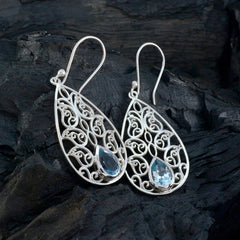 Lourdes Blue Tiny Solitaire Dangle Earring