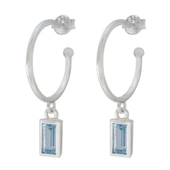 Scarlett Blue Slim Solitaire Dangle Earring Blue Topaz Blue Dangle
