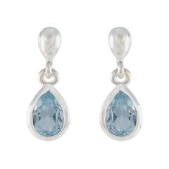 Zoe Blue Delicate Solitaire Stud Earring Blue Topaz Blue Stud