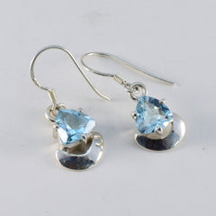 Eun ji Blue Slim Solitaire Dangle Earring