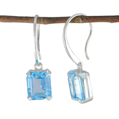 Luisa Blue Classic Solitaire Dangle Earring Blue Topaz Blue Dangle