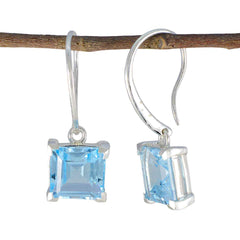 María Blue Classic Solitaire Dangle Earring Blue Topaz Blue Dangle