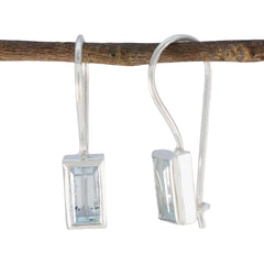 Yan Blue Dainty Solitaire Dangle Earring Blue Topaz Blue Dangle