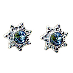 Wen Blue Dainty Solitaire Stud Earring Blue topaz Blue Stud