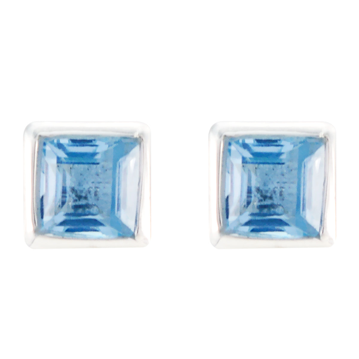 Noelia Blue Minimalist Solitaire Stud Earring Blue Topaz Blue Stud