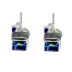 Patricia Blue Minimalist Solitaire Stud Earring Blue Topaz Blue Stud