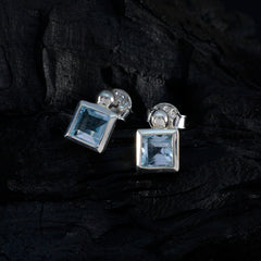 Camila Blue Whisper thin Solitaire Stud Earring