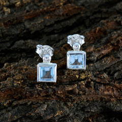 Camila Blue Whisper thin Solitaire Stud Earring