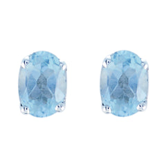 Paula Blue Minimalist Solitaire Stud Earring Blue Topaz Blue Stud