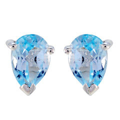Rebeca Blue Elegant Solitaire Stud Earring Blue Topaz Blue Stud