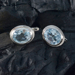 Florencia Blue Whisper thin Solitaire Stud Earring