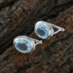 Florencia Blue Whisper thin Solitaire Stud Earring