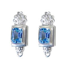 Renata Blue Tiny Solitaire Stud Earring Blue Topaz Blue Stud
