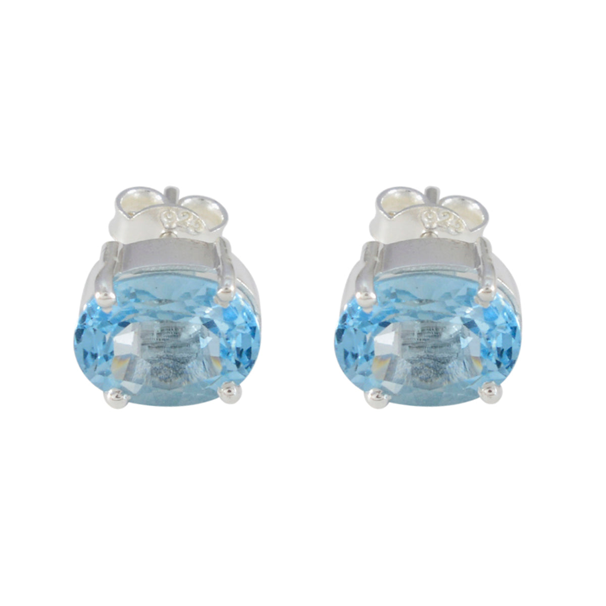 Yuki Blue Delicate Solitaire Stud Earring Blue topaz Blue Stud