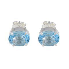 Yuki Blue Delicate Solitaire Stud Earring Blue topaz Blue Stud