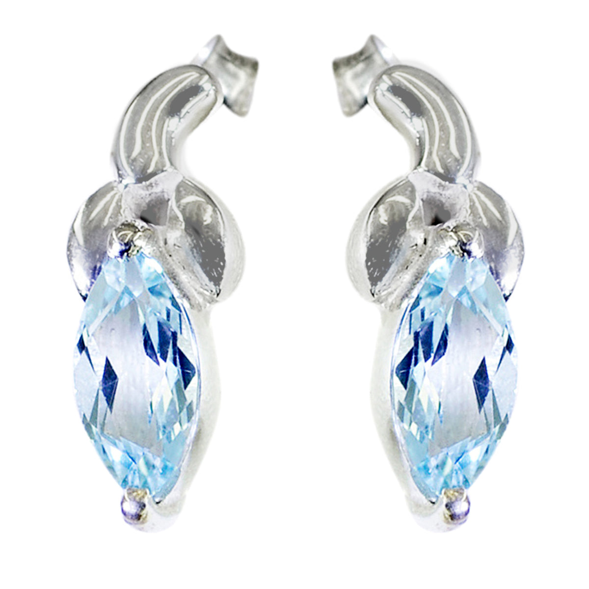 Sara Blue Elegant Solitaire Stud Earring Blue Topaz Blue Stud