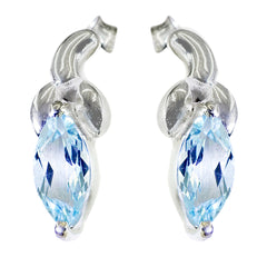Sara Blue Elegant Solitaire Stud Earring Blue Topaz Blue Stud