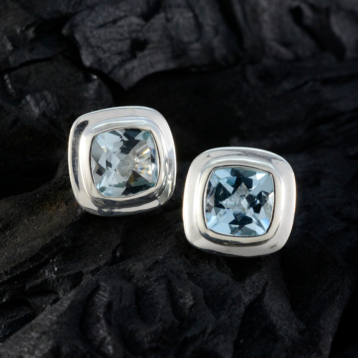 Valentina Blue Whisper thin Solitaire Stud Earring