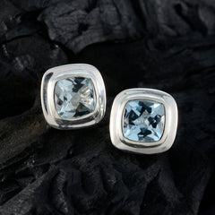 Valentina Blue Whisper thin Solitaire Stud Earring