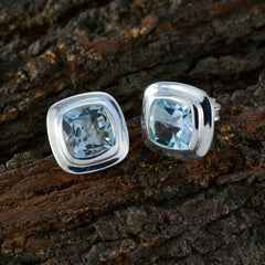 Valentina Blue Whisper thin Solitaire Stud Earring