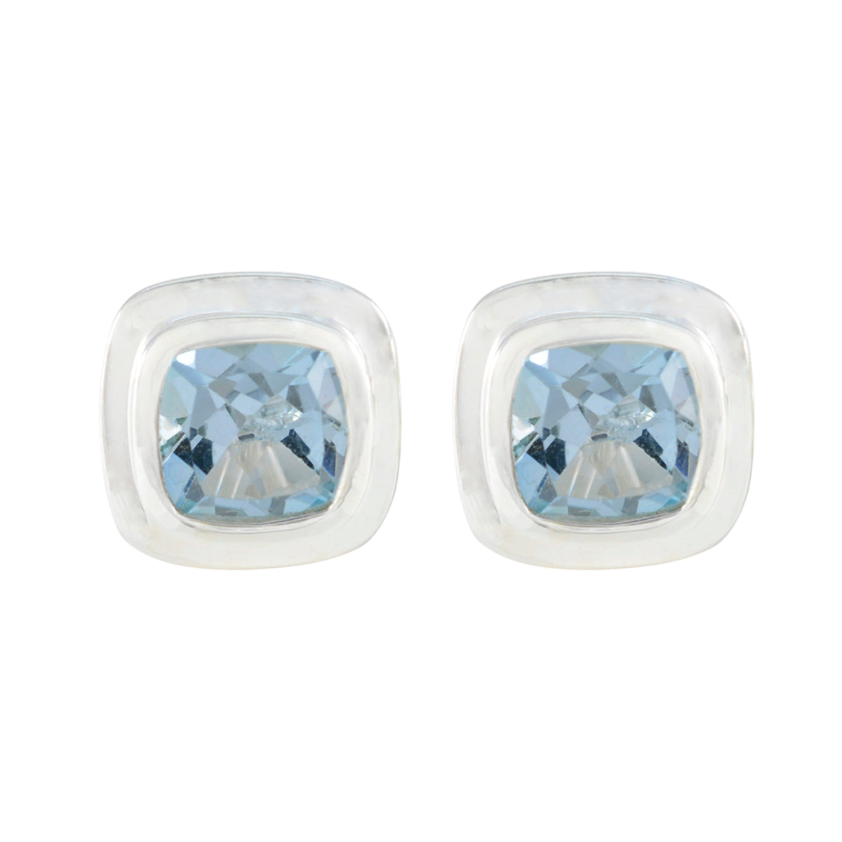 Valentina Blue Whisper thin Solitaire Stud Earring Blue Topaz Blue Stud