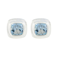 Valentina Blue Whisper thin Solitaire Stud Earring Blue Topaz Blue Stud