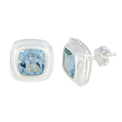 Valentina Blue Whisper thin Solitaire Stud Earring