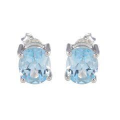Bianca Blue Delicate Solitaire Stud Earring Blue topaz Blue Stud